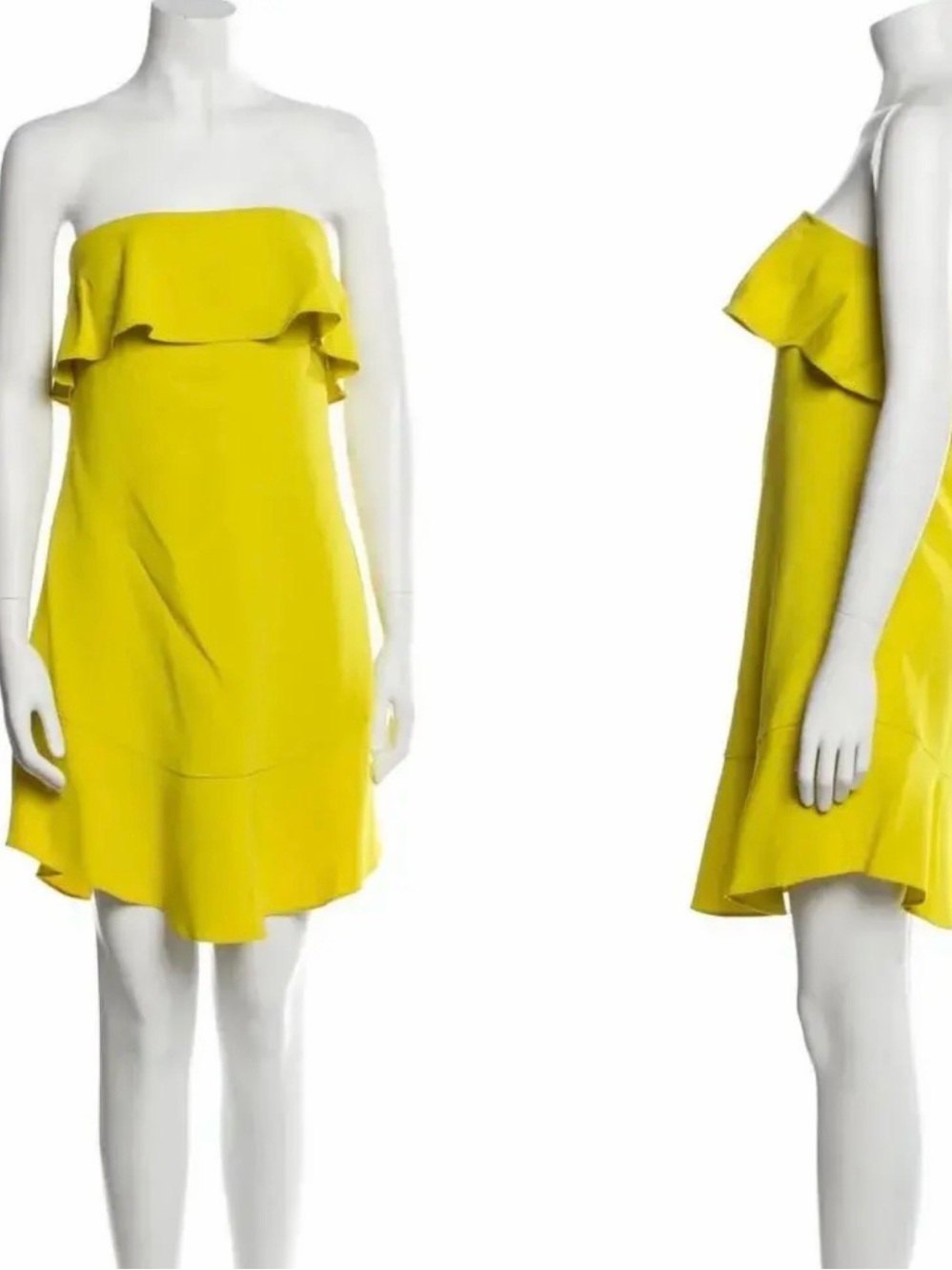 A.L.C. Strapless Ruffle Shift Dress in Bright Yellow